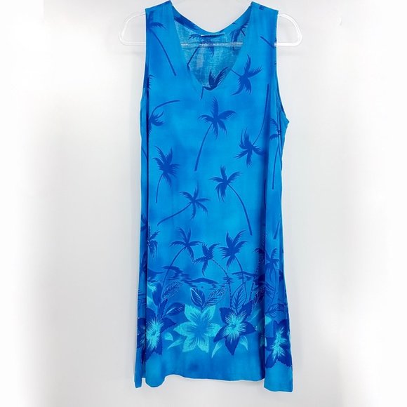 Hi Lites Dresses & Skirts - Hi Lites Azure Blue Hawaiian Print Mumu Dress